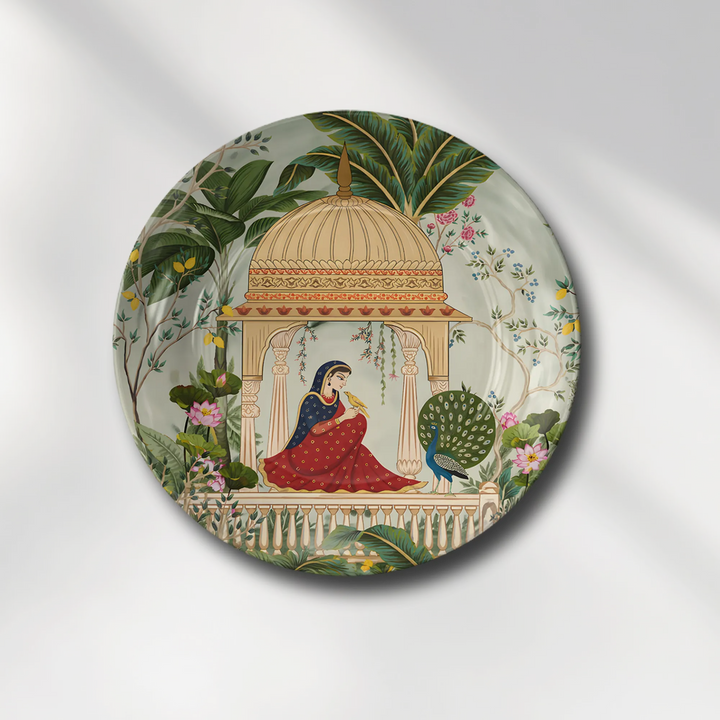 Royal Indian Lady with Peacock Garden
