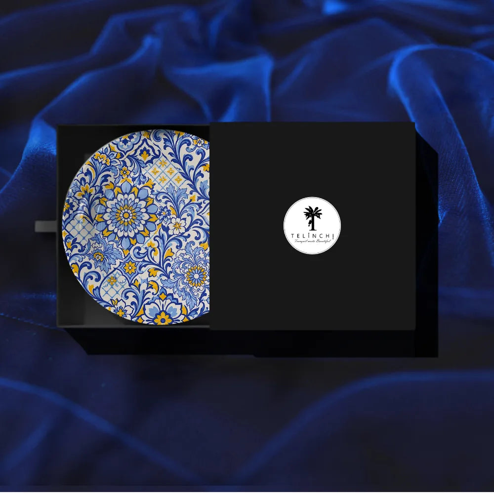Royal Blue & Yellow Floral Blue Pottery