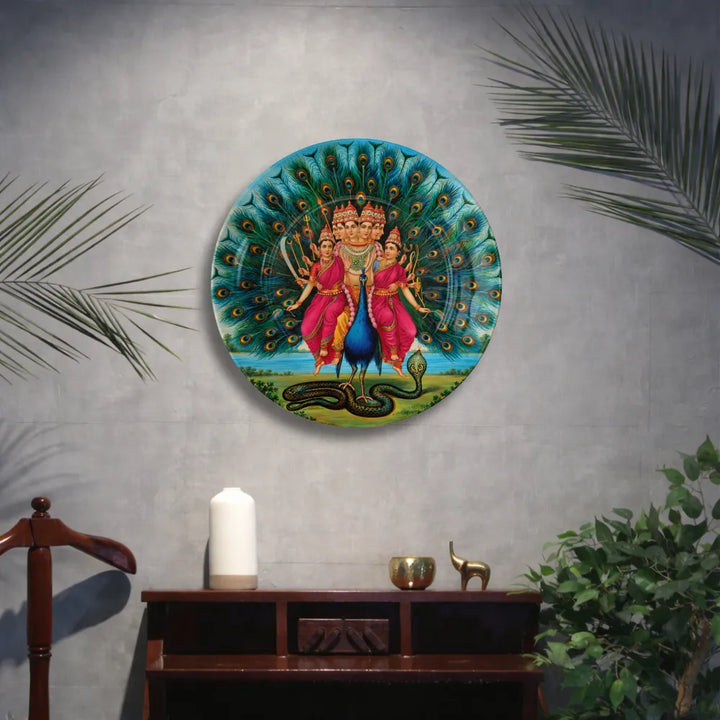 Raja Ravi Varma Lord Kartikeya with Peacock – Divine Shanmukha