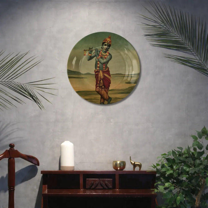 Raja Ravi Varma Inspired Lord Krishna Playing Flute