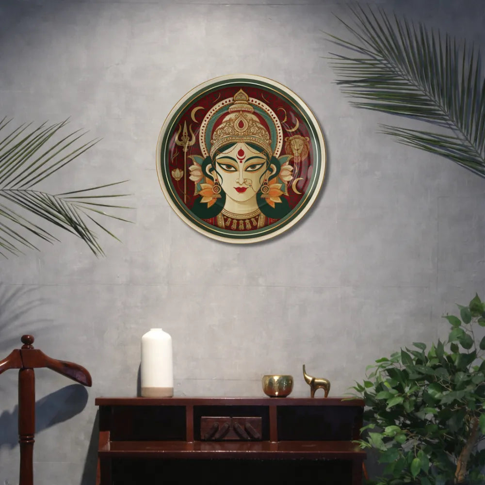 Divine Maa Durga Traditional Red & Green
