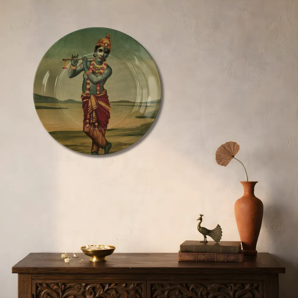 Raja Ravi Varma Inspired Lord Krishna Playing Flute