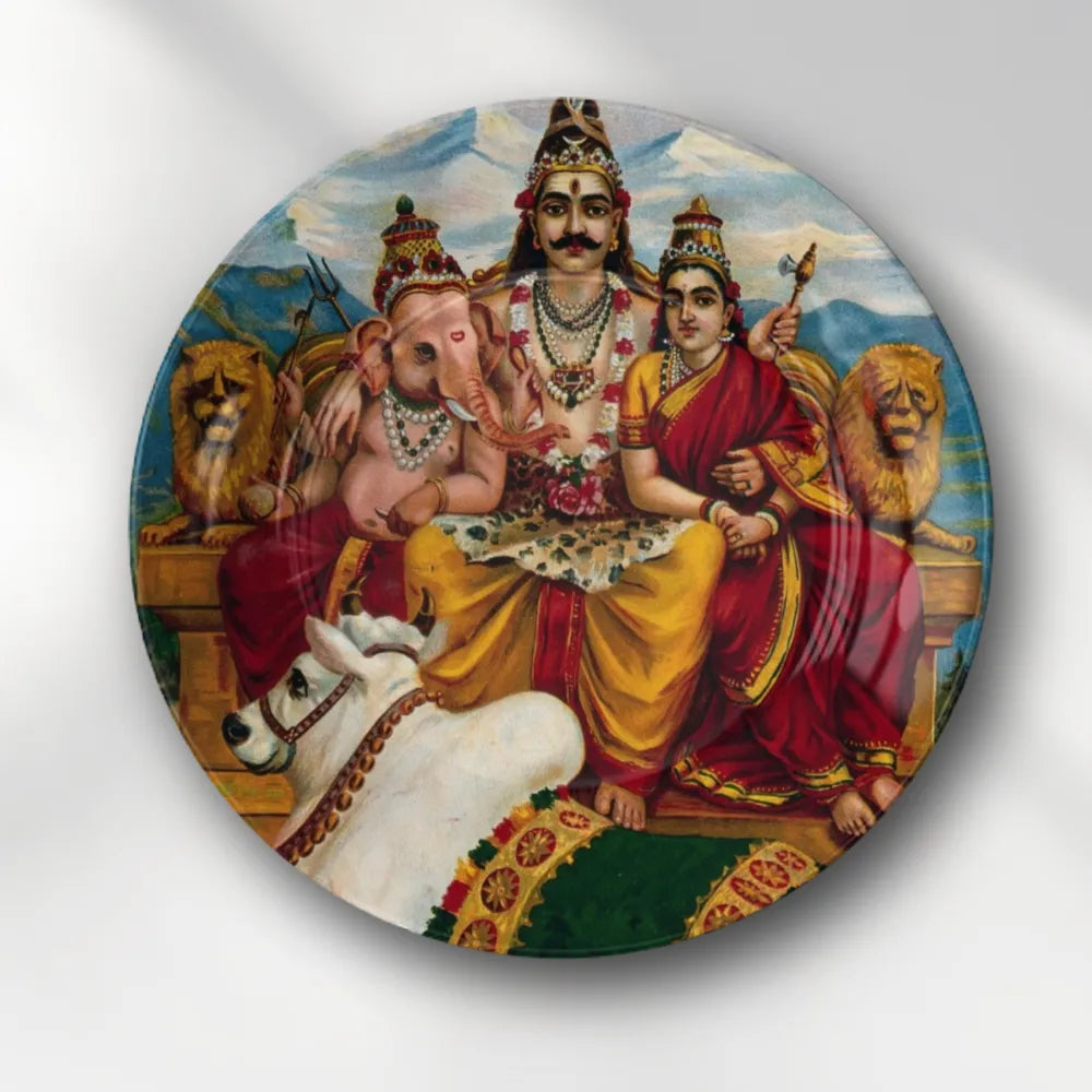 Raja Ravi Varma Shiva Parivar – Divine Family Blessings - Telinchi