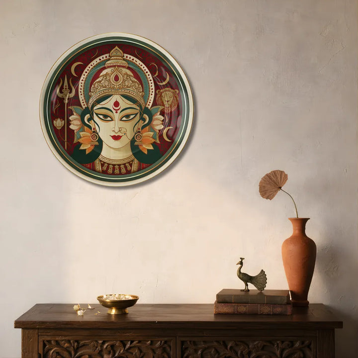 Divine Maa Durga Traditional Red & Green