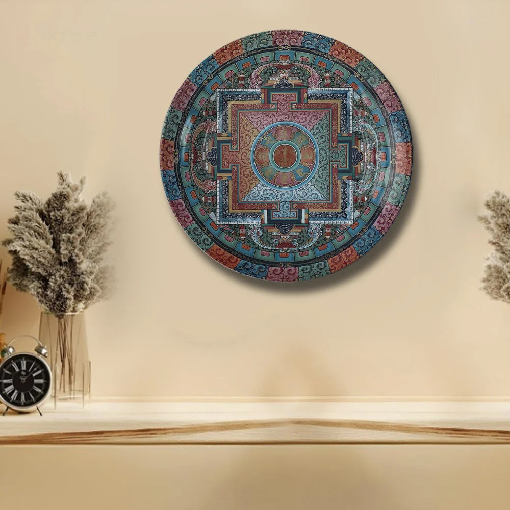 Tibetan Pastel Mandala Art Plate