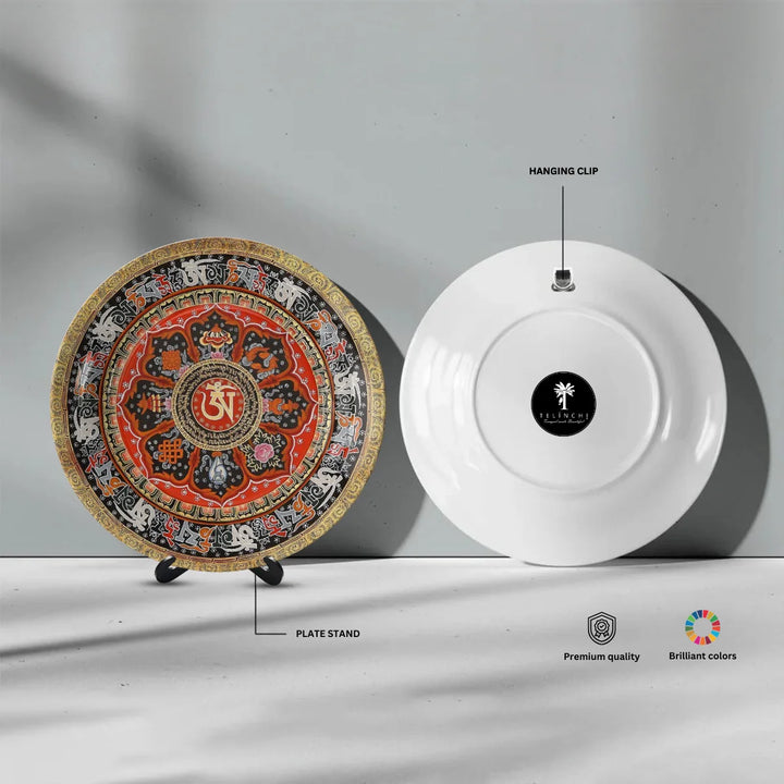 Tibetan Red Mantra Mandala Plate
