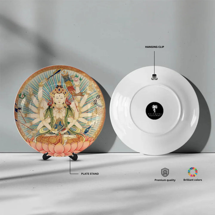Tibetan Lotus Deity Art Plate
