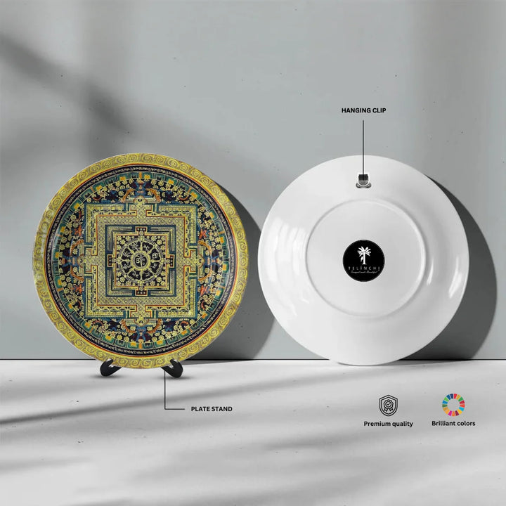 Golden Tibetan Mandala Plate