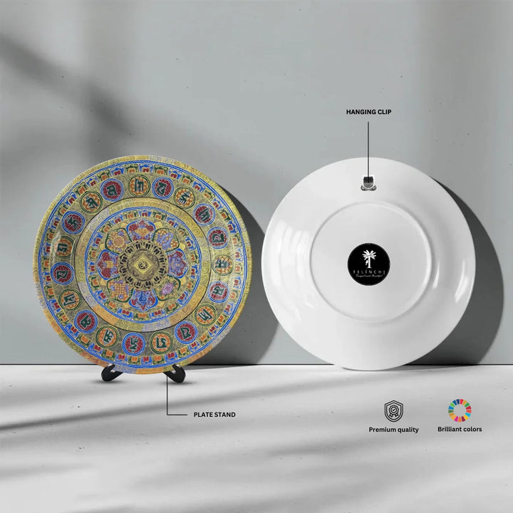 Tibetan Symbol Mandala Art Plate