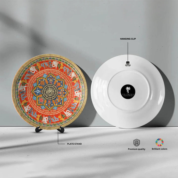 Tibetan Mantra Mandala Art Plate