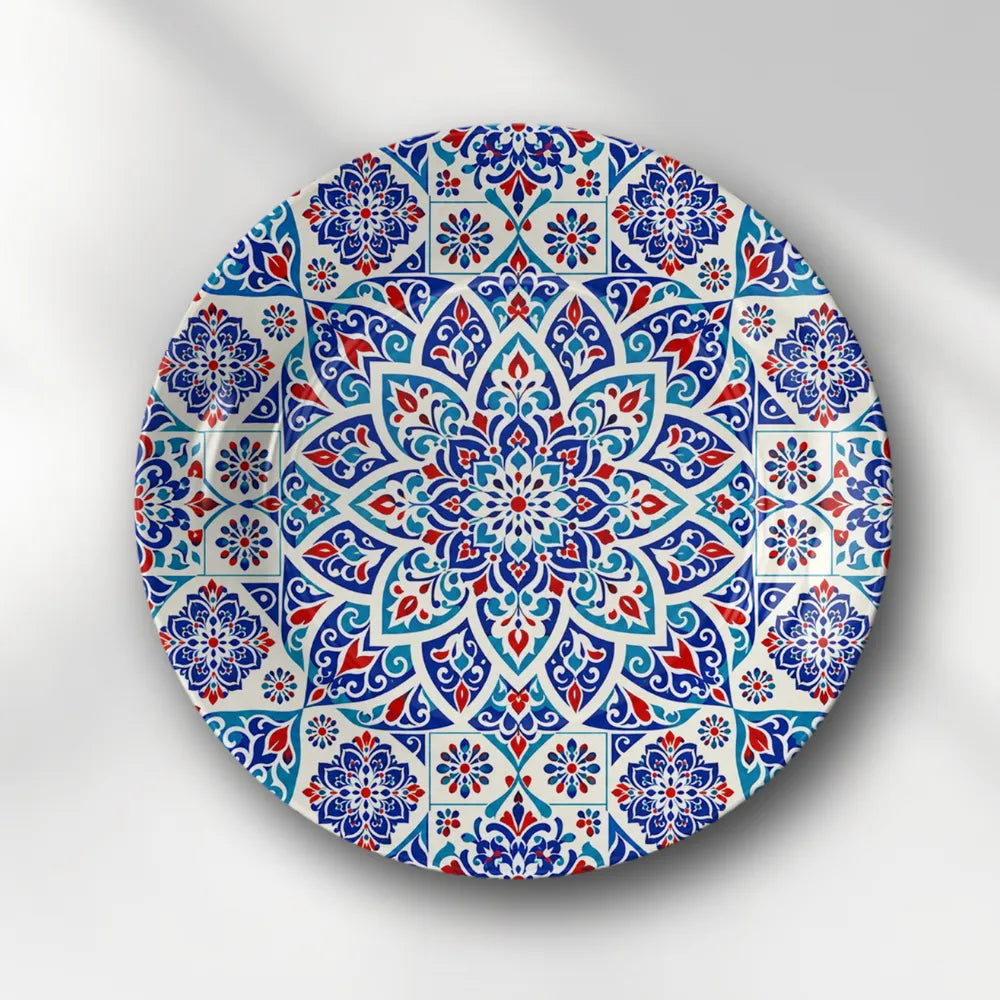 Telinchi Blue Pottery Floral Mandala Ceramic Art Plate