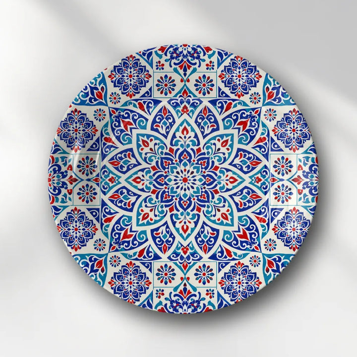 Telinchi Blue Pottery Floral Mandala Ceramic Art Plate
