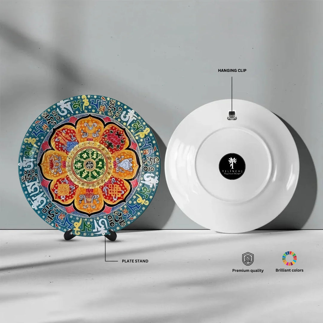 Tibetan Auspicious Lotus Art Plate