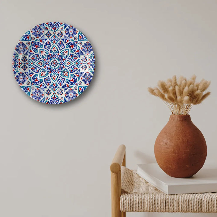 Telinchi Blue Pottery Floral Mandala Ceramic Art Plate