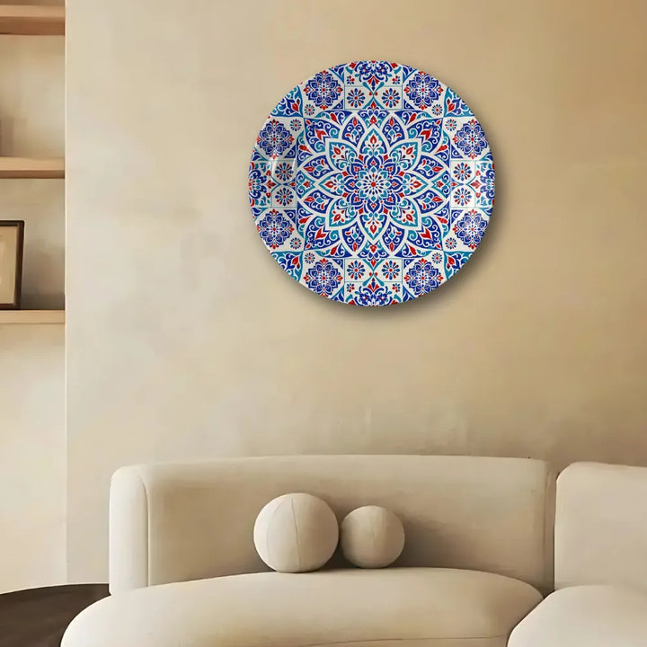Telinchi Blue Pottery Floral Mandala Ceramic Art Plate