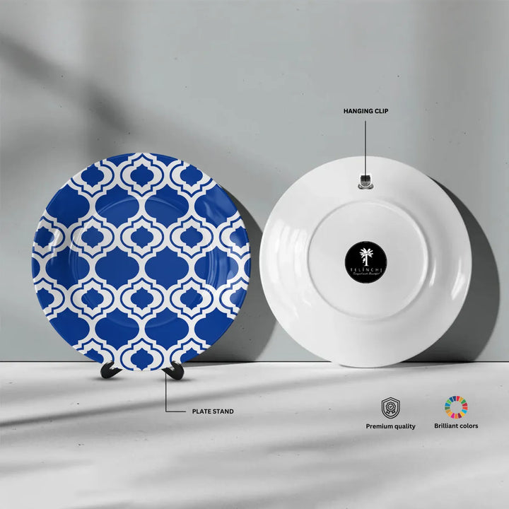 Royal Blue & White Moroccan Trellis Geometric