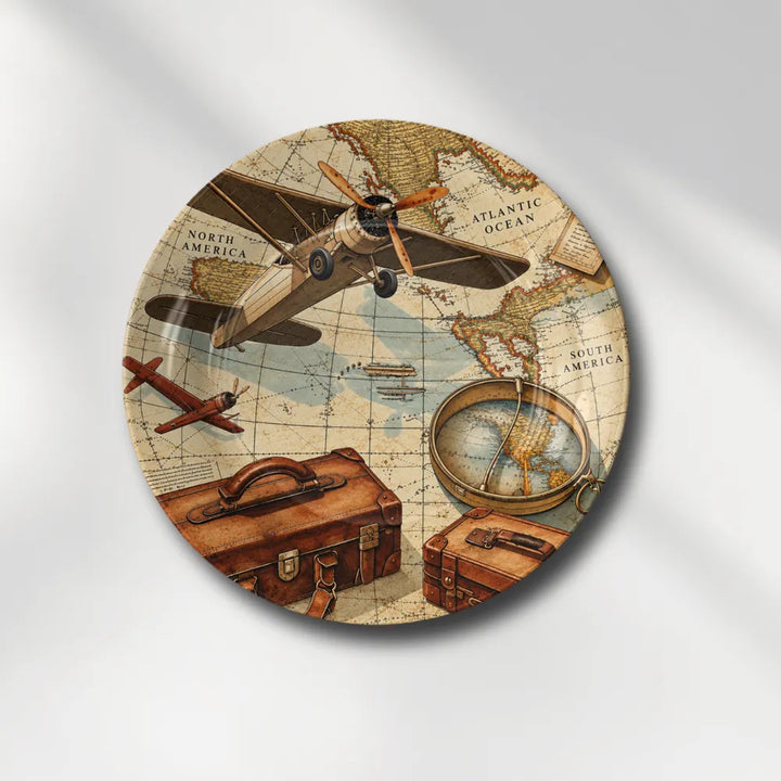 Vintage Aviation World Map & Airplane