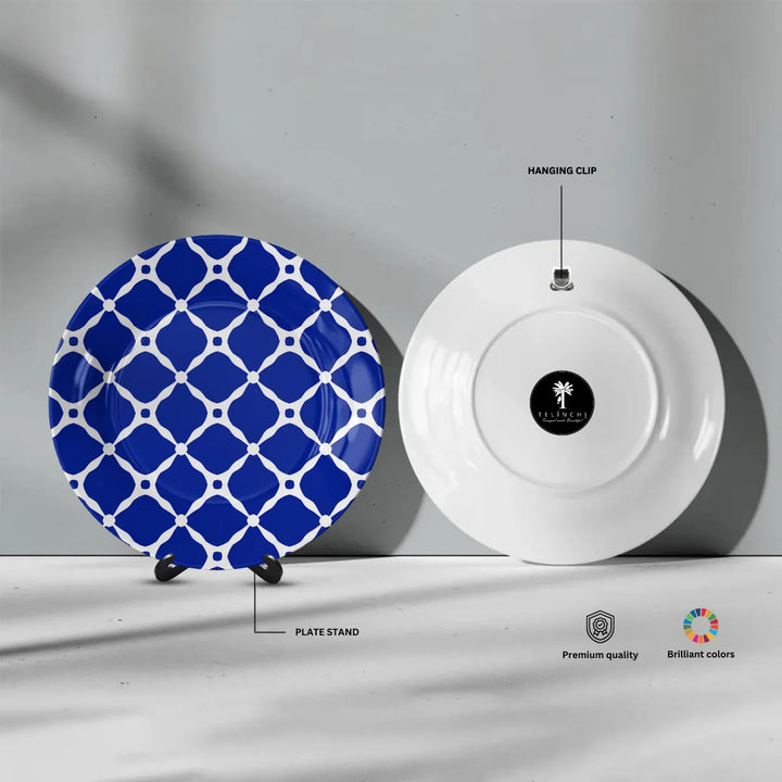 Royal Blue & White Moroccan Geometric Lattice