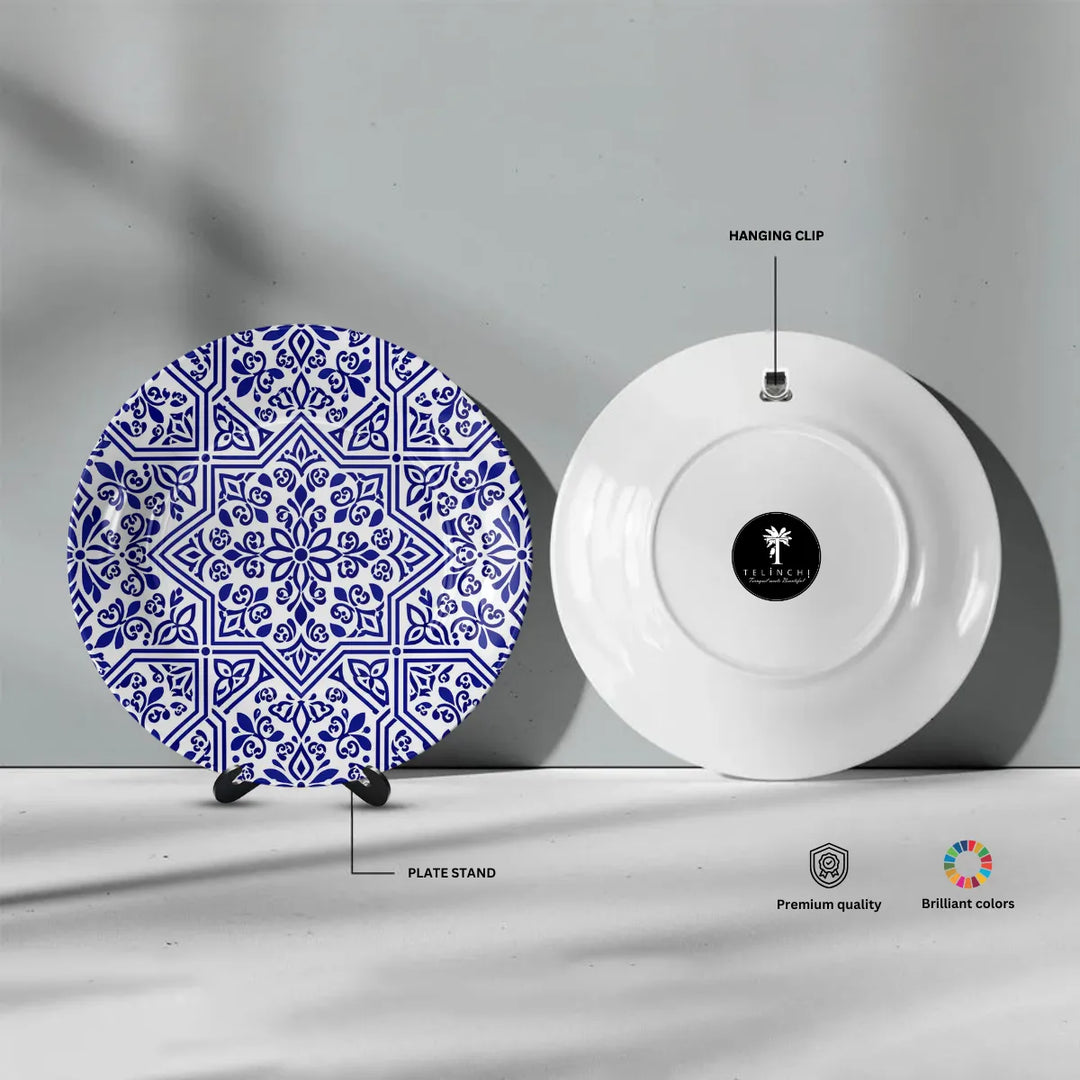 Royal Blue & White Floral Star Geometric Mandala
