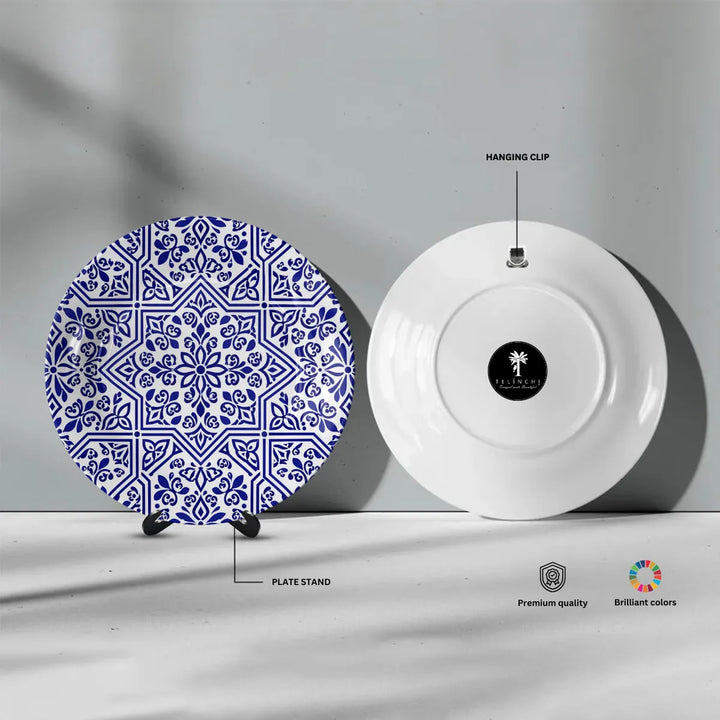 Royal Blue & White Floral Star Geometric Mandala