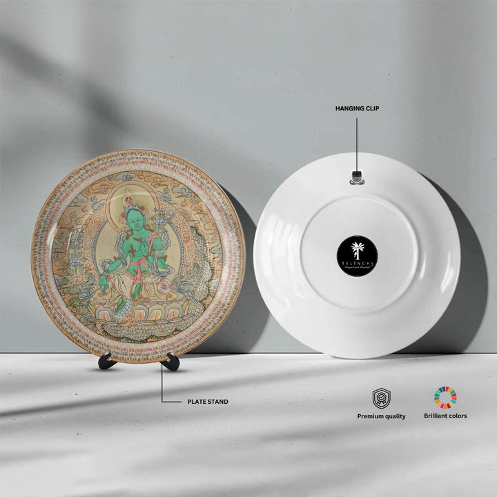 Tibetan Green Tara Art Plate