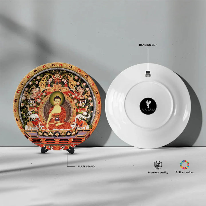 Tibetan Buddha Floral Art Plate
