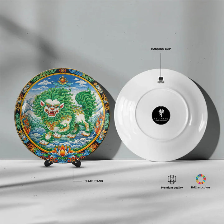 Tibetan Snow Lion Art Plate