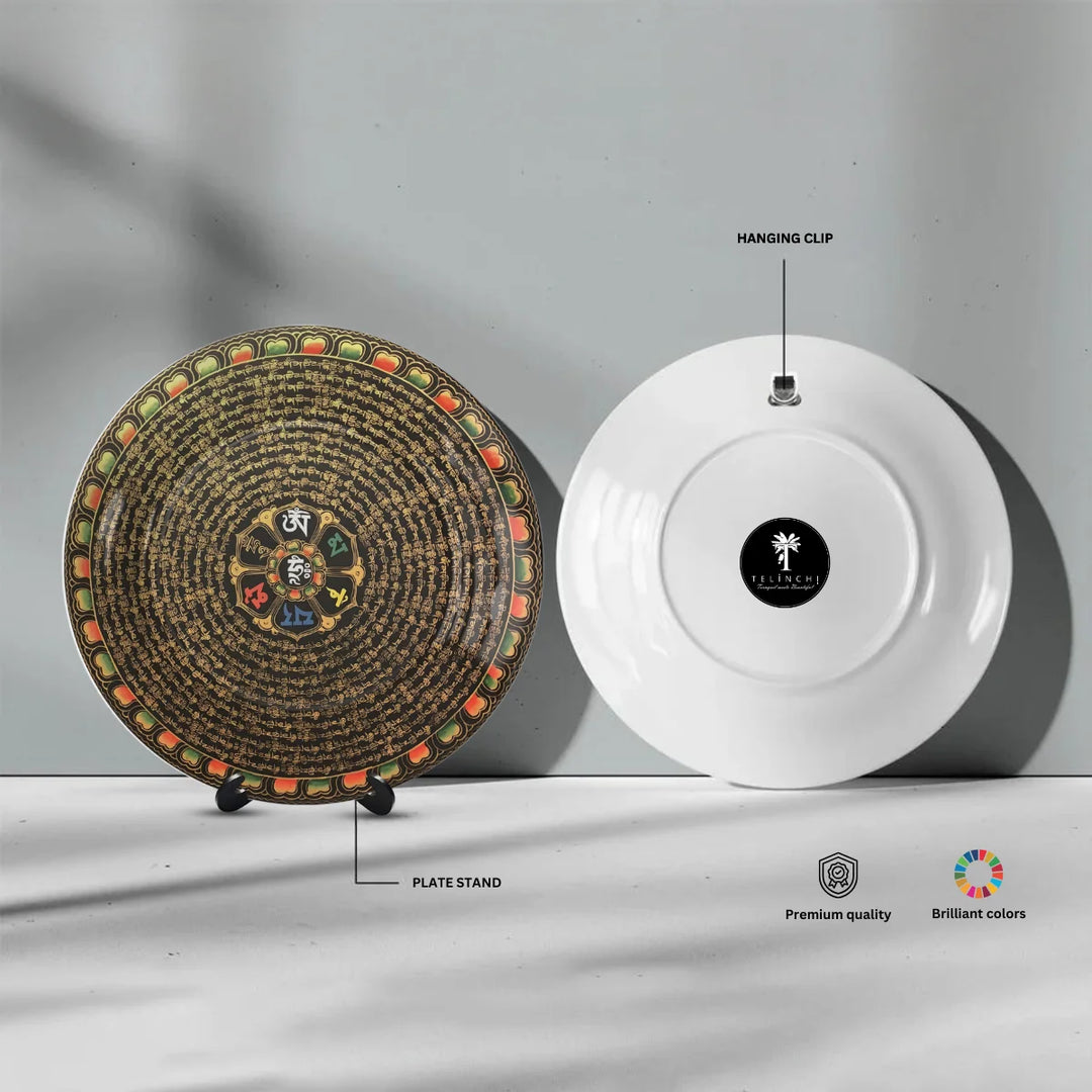 Tibetan Mantra Circle Art Plate
