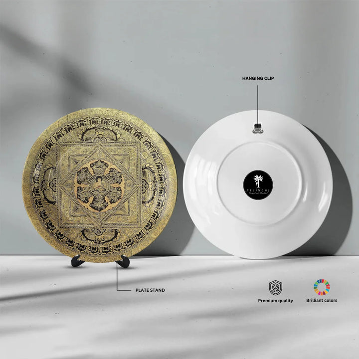 Golden Sacred Geometry Art Plate