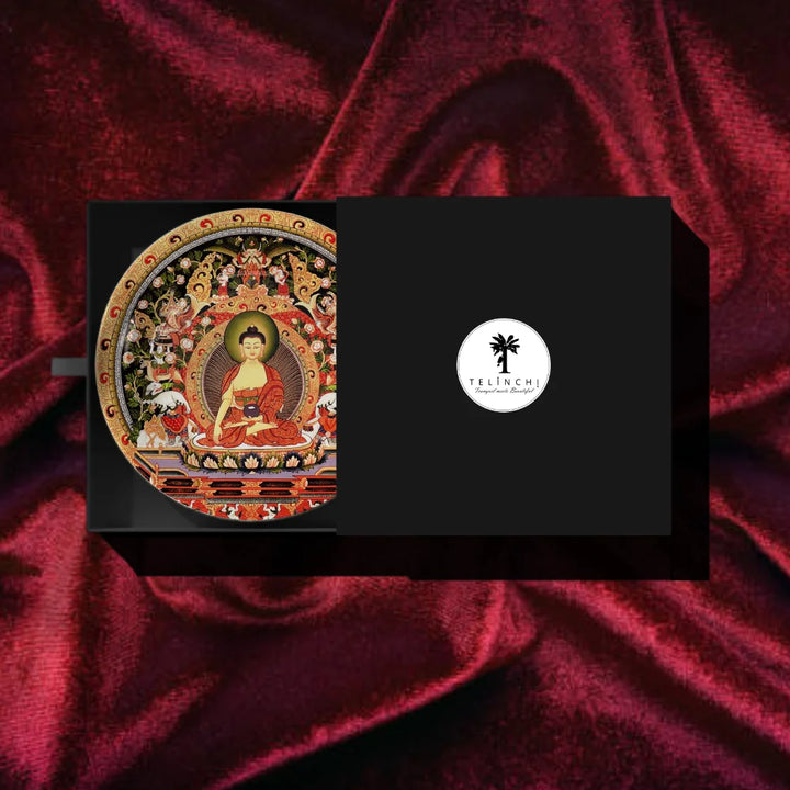 Tibetan Buddha Floral Art Plate
