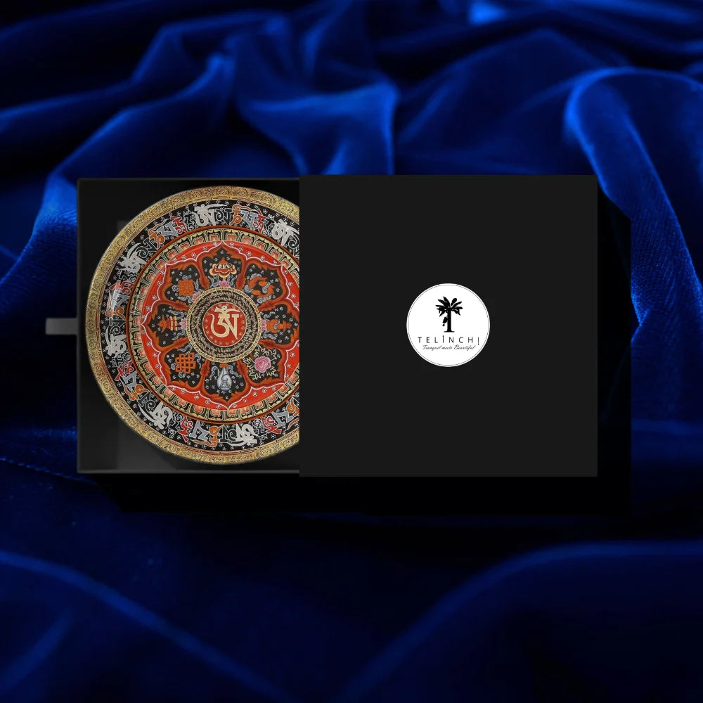 Tibetan Red Mantra Mandala Plate