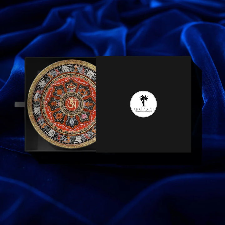 Tibetan Red Mantra Mandala Plate