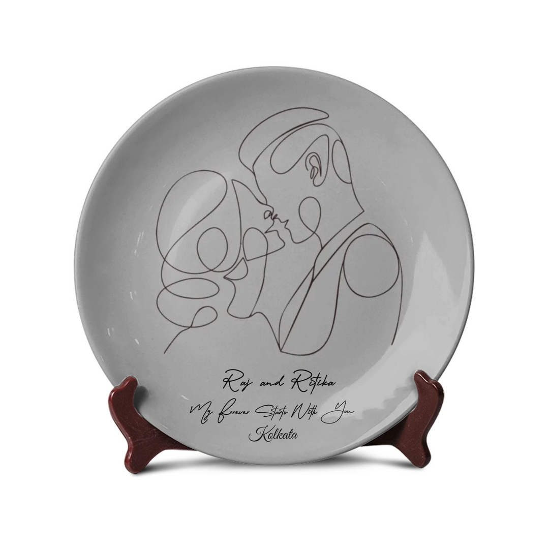 Couple Face Line Art Plate - Telinchi