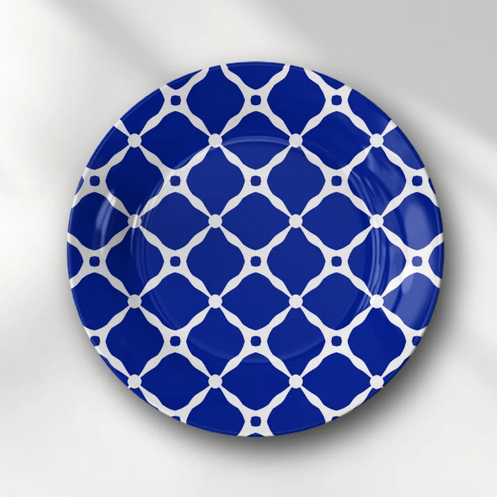 Royal Blue & White Moroccan Geometric Lattice