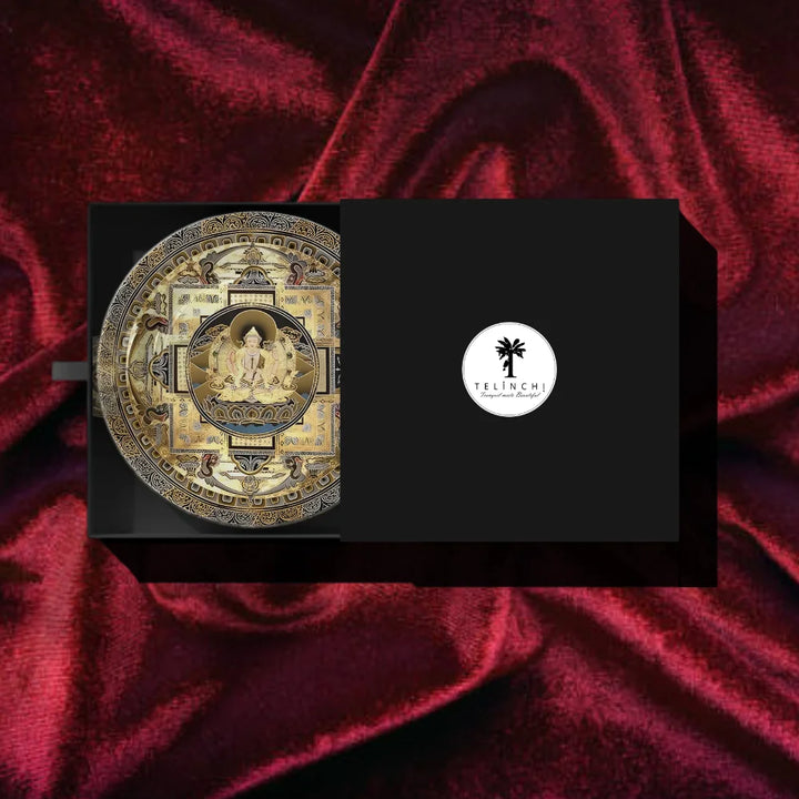 Golden Tibetan Deity Mandala Plate