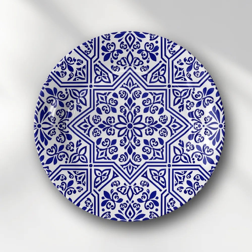 Royal Blue & White Floral Star Geometric Mandala