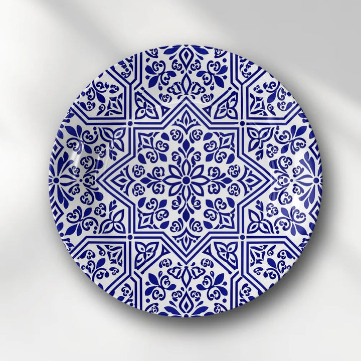 Royal Blue & White Floral Star Geometric Mandala