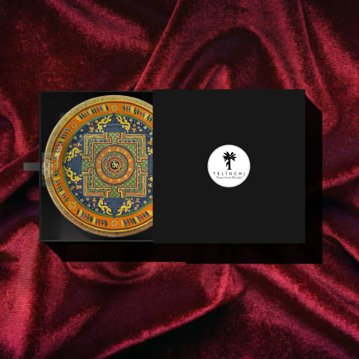 Tibetan Orange Mandala Art Plate