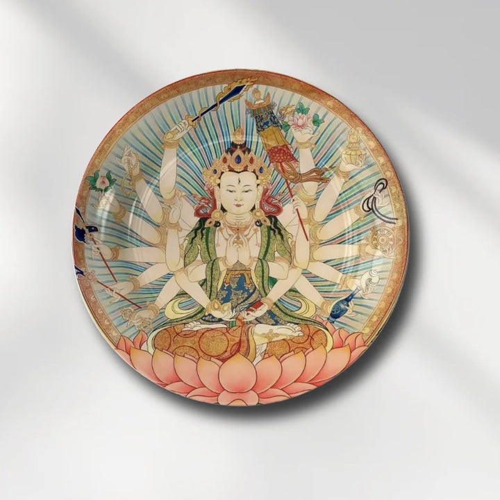 Tibetan Lotus Deity Art Plate