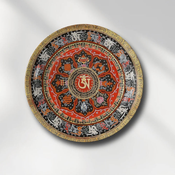 Tibetan Red Mantra Mandala Plate