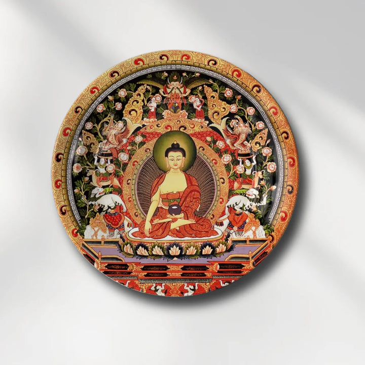 Tibetan Buddha Floral Art Plate