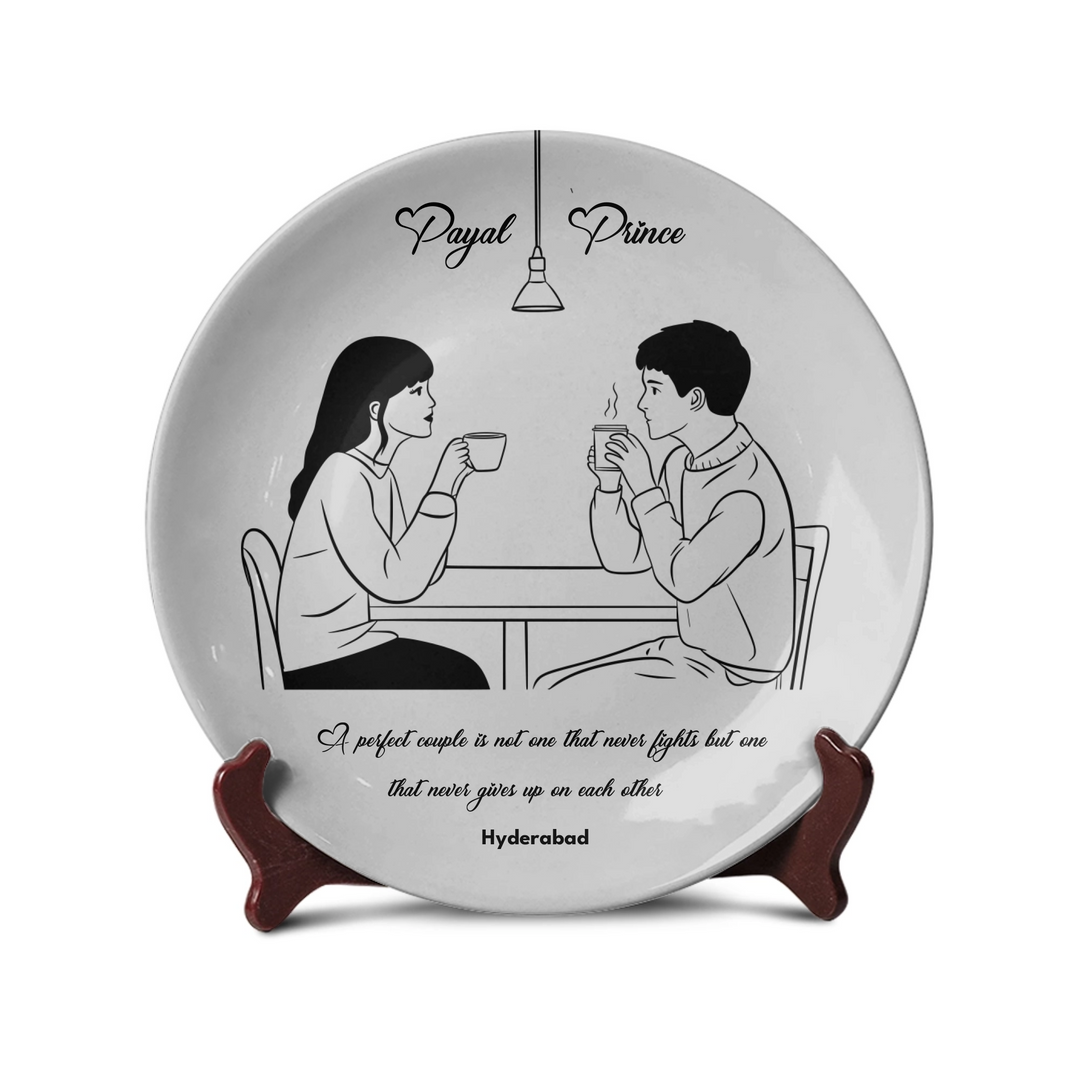 Couple Coffee Date Personalized Line Art - Telinchi
