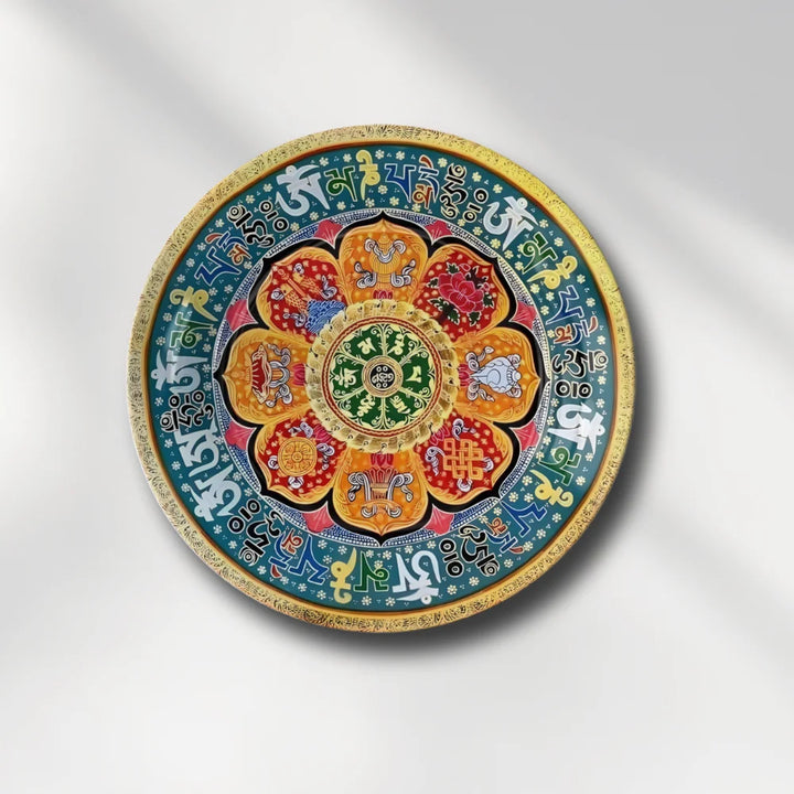 Tibetan Mantra Lotus Art Plate