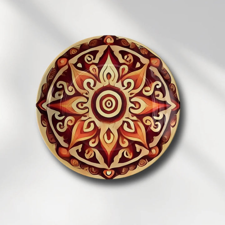 Warm Floral Mandala Art Plate