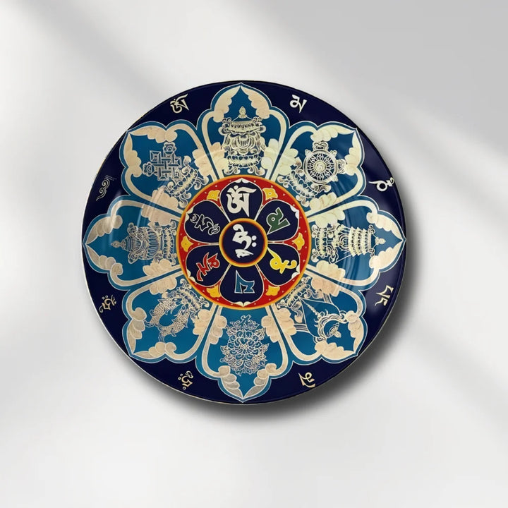 Tibetan Eight Symbols Mandala Plate
