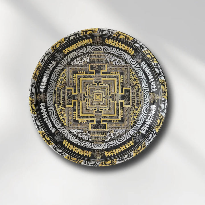 Black Gold Tibetan Mandala Plate