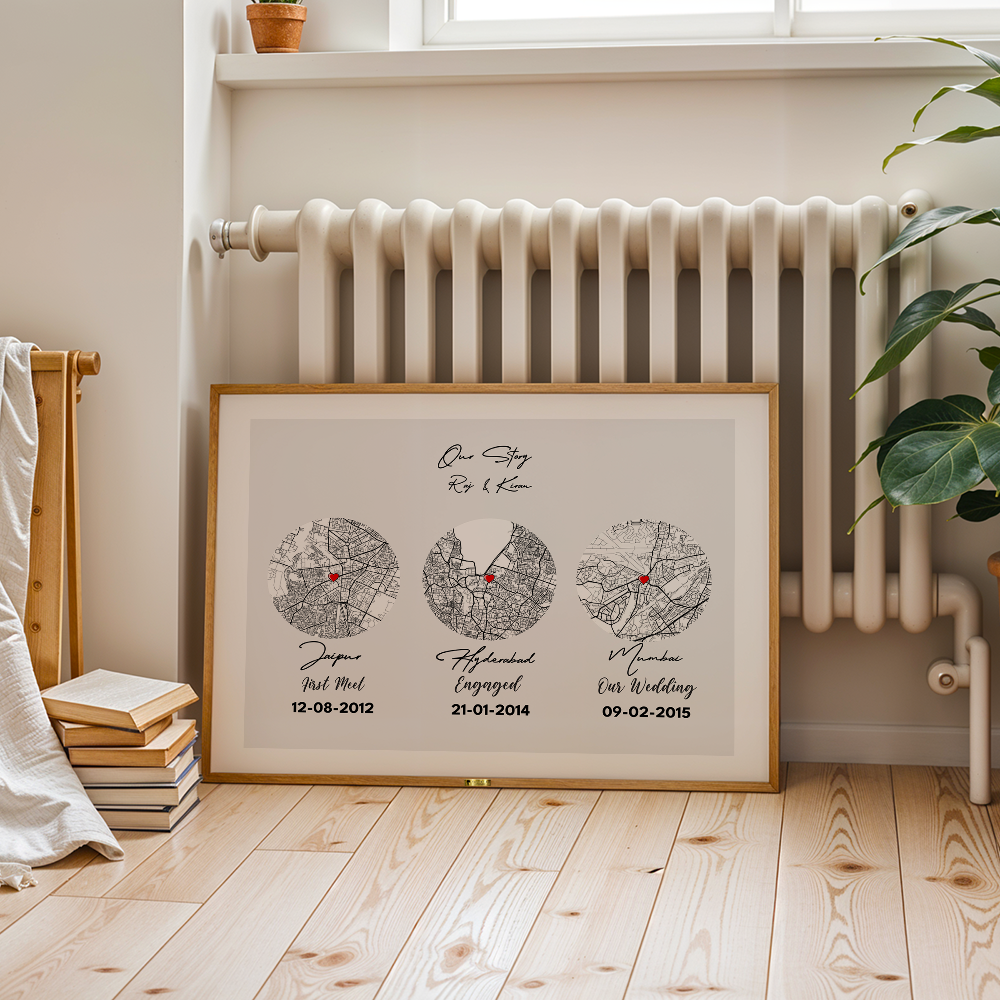 Love Across Cities Custom Custom Street Map Painting - Telinchi