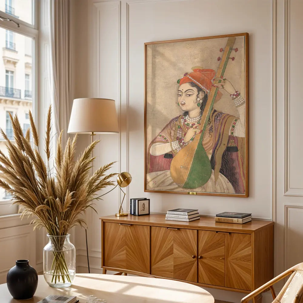 Courtesan Playing a Sitar