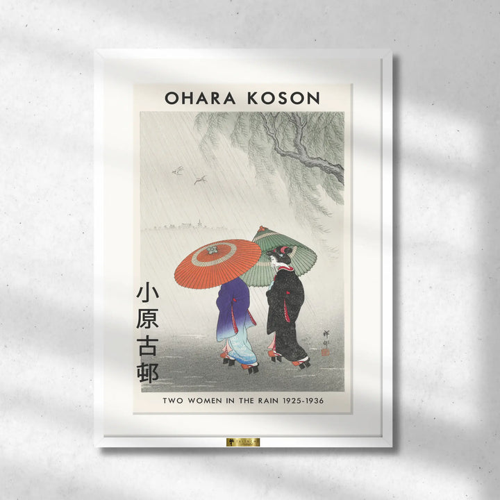 Two Women in the Rain By Ohara Koson