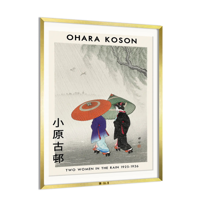 Two Women in the Rain By Ohara Koson
